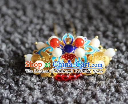 Handmade Chinese Ancient Blueing Hairpins Traditional Hair Accessories Headdress for Women