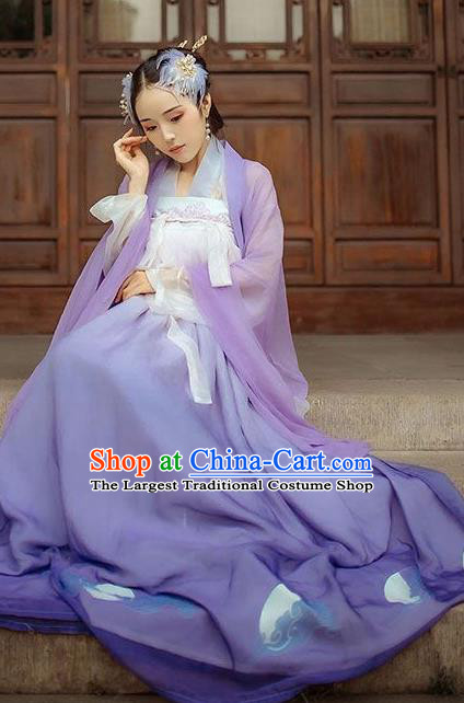 Traditional Chinese Tang Dynasty Princess Purple Hanfu Dress Ancient ...