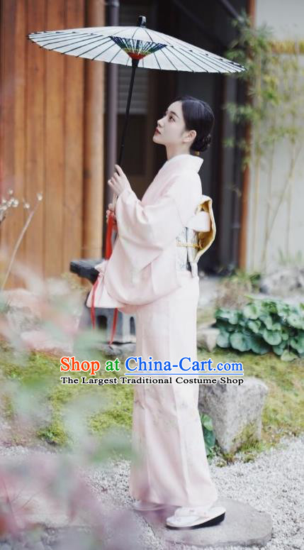 Japanese Handmade Pink Kimono Japan Traditional Yukata Dress for Women