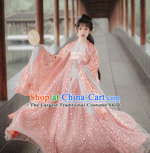 Traditional Chinese Tang Dynasty Princess Pink Hanfu Dress Traditional ...