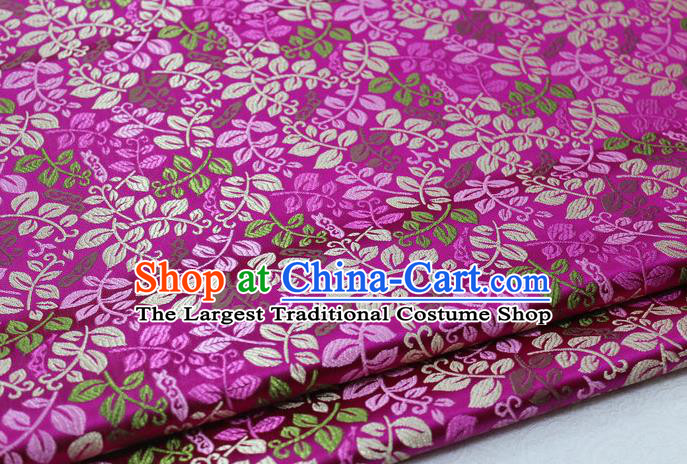 Asian Chinese Traditional Classical Leaf Pattern Rosy Brocade Tang Suit Satin Fabric Material Classical Silk Fabric