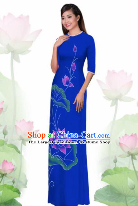 Vietnamese National Blue Butterfly Costume for Girls