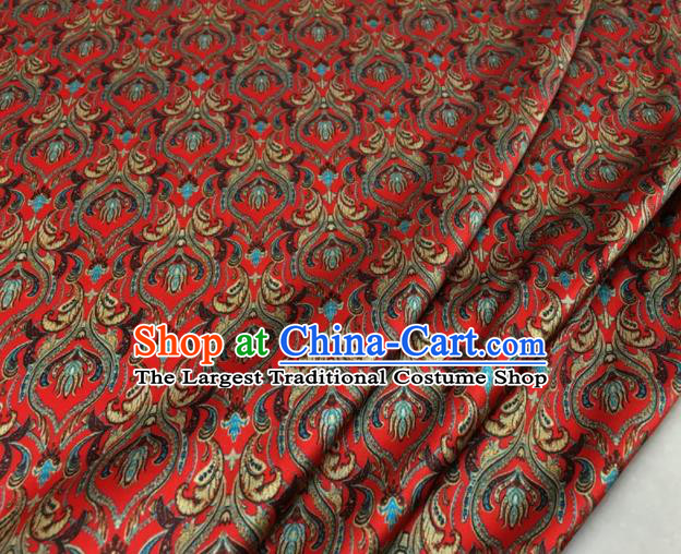 Asian Chinese Classical Pattern Red Brocade Satin Drapery Traditional Cheongsam Brocade Silk Fabric
