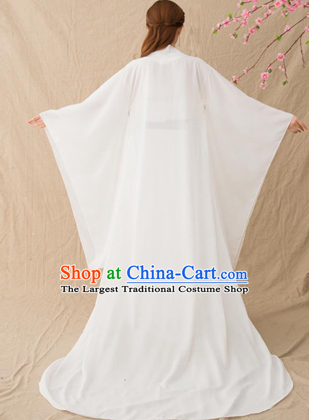 Chinese Ancient Drama Princess Goddess White Hanfu Dress Traditional Tang Dynasty Imperial Consort Replica Costumes for Women