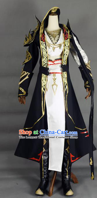 Chinese Cosplay King Swordsman Black Hanfu Clothing Traditional Ancient ...