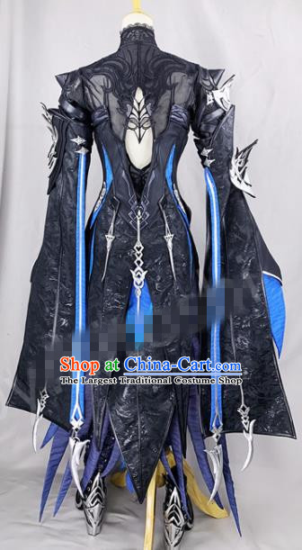 Chinese Ancient Cosplay Heroine Black Dress Traditional Hanfu Female ...