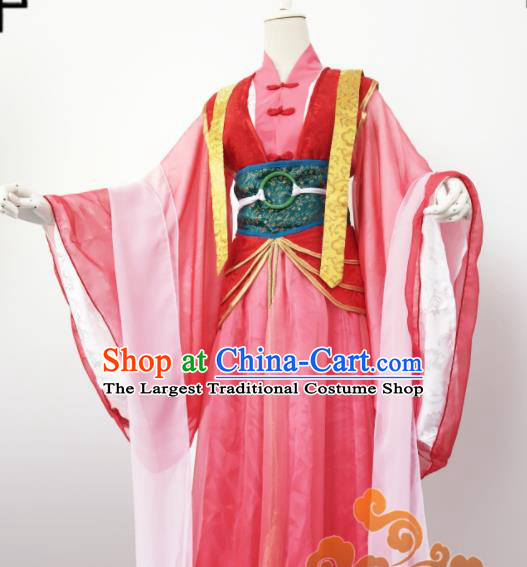Chinese Traditional Cosplay Fairy Princess Pink Dress Custom Ancient ...