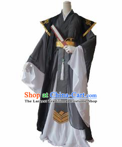 Traditional Ancient Black Swordsman Outfit for Men