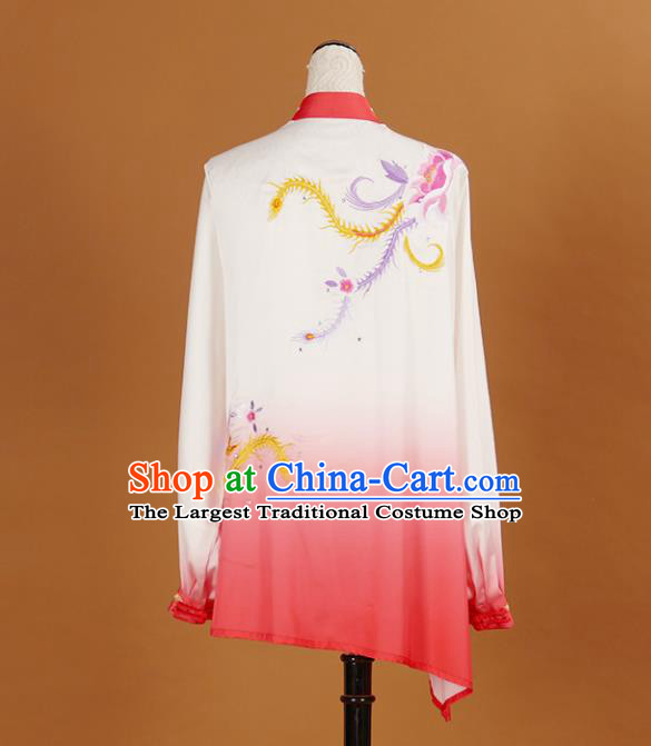 Chinese Traditional Best Martial Arts Embroidered Phoenix Peony Costume Kung Fu Competition Tai Chi Clothing for Women