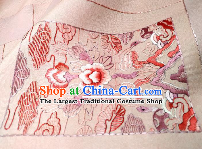 Chinese Traditional Embroidered Pattern Design Pink Silk Fabric Asian China Hanfu Silk Material