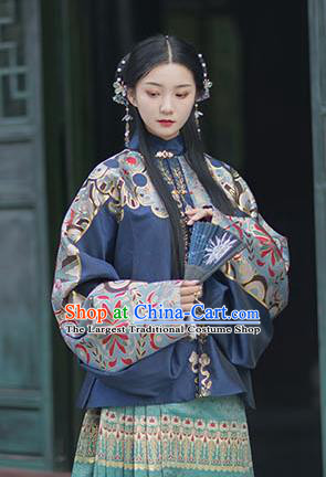 Chinese Drama Ancient Hanfu Navy Blouse Traditional Ming Dynasty Princess Costumes for Women