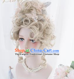 Top Grade Cosplay Countess Wigs Dowager Long Curly Hair Wiggery Headdress for Women