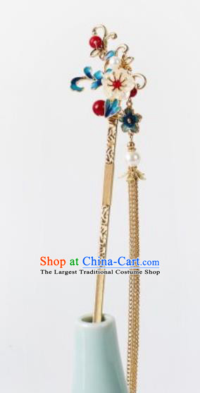 Chinese Ancient Bride Plum Tassel Hair Clip Traditional Wedding Xiu He Hairpins Hair Accessories for Women