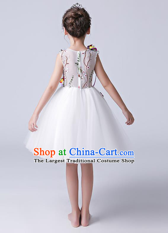 Top Grade Catwalks Short Full Dress Children Birthday Costume Stage Show Girls Compere White Veil Bubble Dress
