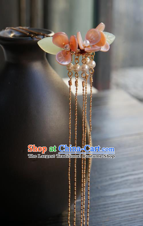 Chinese Classical Golden Tassel Hair Clip Hair Accessories Handmade Ancient Hanfu Flowers Hairpin for Women