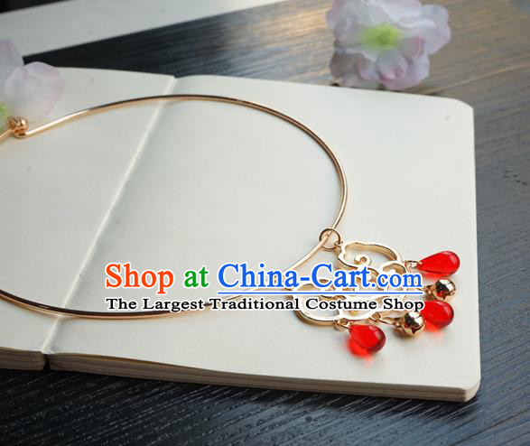 Chinese Handmade Hanfu Necklace Classical Jewelry Accessories Ancient Bride Golden Necklet for Women