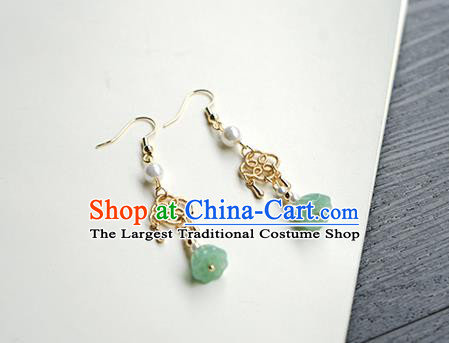 Handmade Chinese Green Lotus Seedpod Ear Accessories Ancient Women Hanfu Classical Cheongsam Earrings