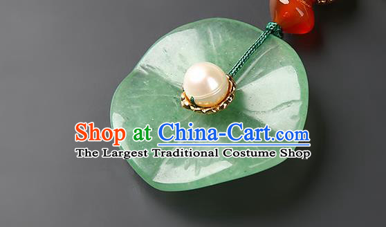 Chinese Handmade Ming Dynasty Lotus Leaf Necklet Classical Jewelry Accessories Ancient Hanfu Pearls Necklace for Women