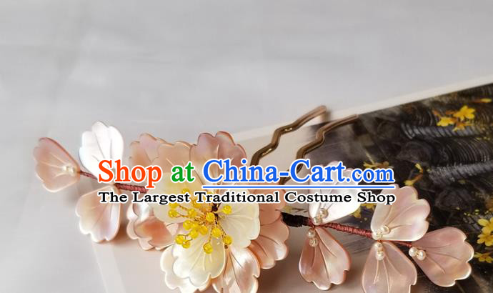 Chinese Classical Pink Peony Hair Crown Hanfu Hair Accessories Handmade Ancient Qing Dynasty Princess Flowers Hairpins for Women