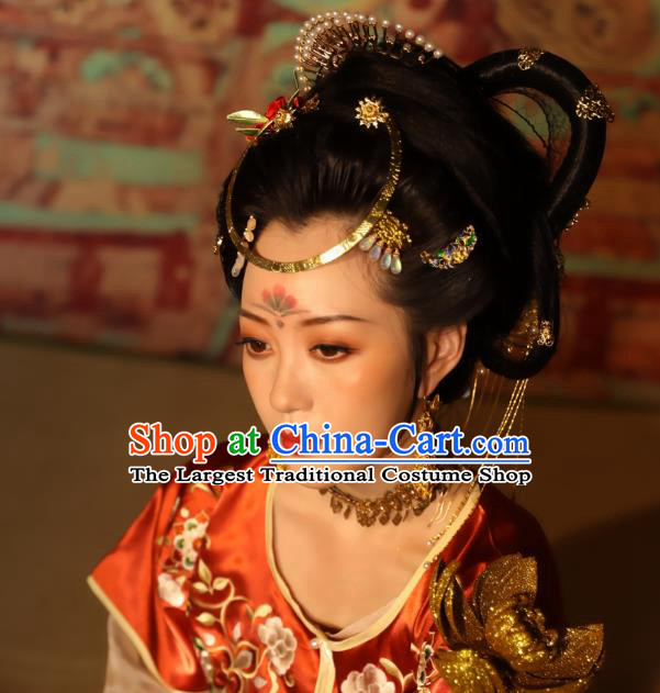 Chinese Classical Dance Hair Clip Women Hanfu Hair Accessories Handmade Ancient Tang Dynasty Court Hairpins Complete Set