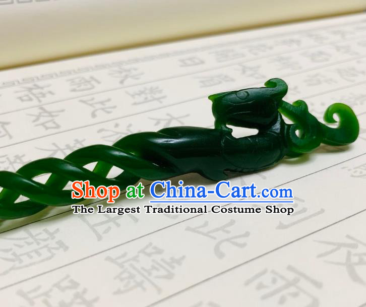 Chinese Ancient Empress Green Hairpins Hair Accessories Handmade Tang Dynasty Palace Hair Stick