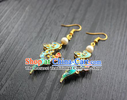 Chinese Handmade Blueing Cloud Earrings Classical Jewelry Accessories Hanfu Qing Dynasty Eardrop