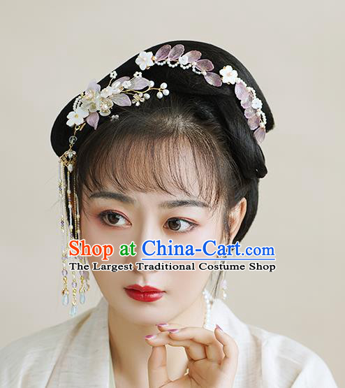 Chinese Classical Palace Lilac Leaf Hair Sticks Handmade Hanfu Hair Accessories Ancient Ming Dynasty Princess Hairpins