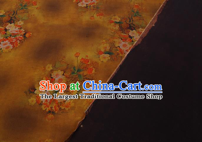 Chinese Classical Pear Blossom Pattern Silk Fabric Traditional Cheongsam Gambiered Guangdong Silk Yellow Watered Gauze