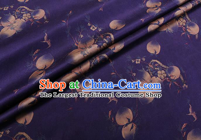 Chinese Classical Peach Pattern Purple Silk Fabric Traditional Watered Gauze Cheongsam Gambiered Guangdong Silk