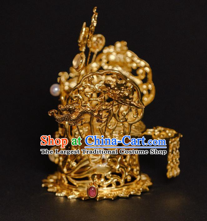 China Traditional Gilding Hair Crown Hair Accessories Ancient Hanfu Hair Jewelry Ming Dynasty Female Swordsman Hairpin