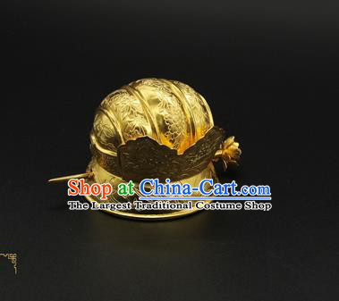 China Handmade Ming Dynasty Crown Prince Hair Accessories Ancient Noble Childe Golden Hair Crown Hairpin