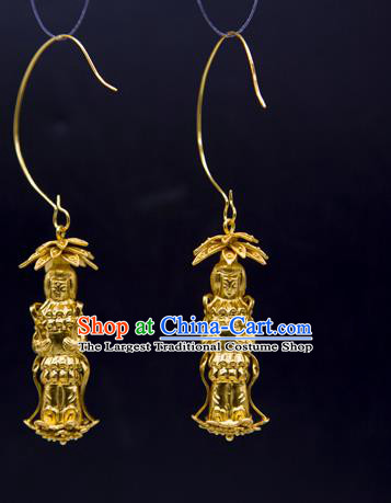 Handmade Chinese Traditional Ming Dynasty Palace Ear Accessories Ancient Empress Earrings Jewelry