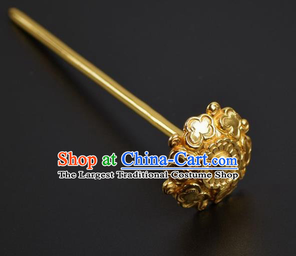 China Handmade Hair Jewelry Traditional Tang Dynasty Golden Chrysanthemum Hair Stick Ancient Princess Hairpin