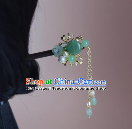 China Classical Cheongsam Wood Hair Stick Traditional Hair Accessories Jade Hairpin