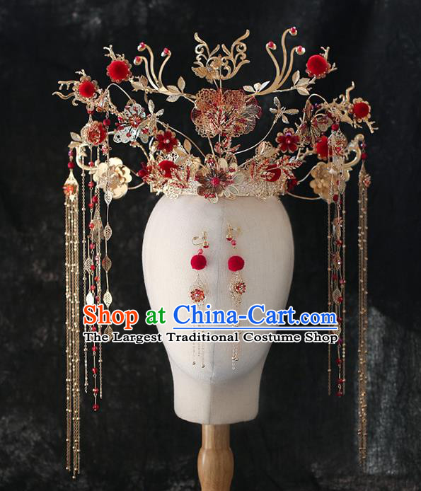 China Wedding Deluxe Phoenix Coronet Traditional Xiuhe Suit Hair Accessories Handmade Bride Headwear