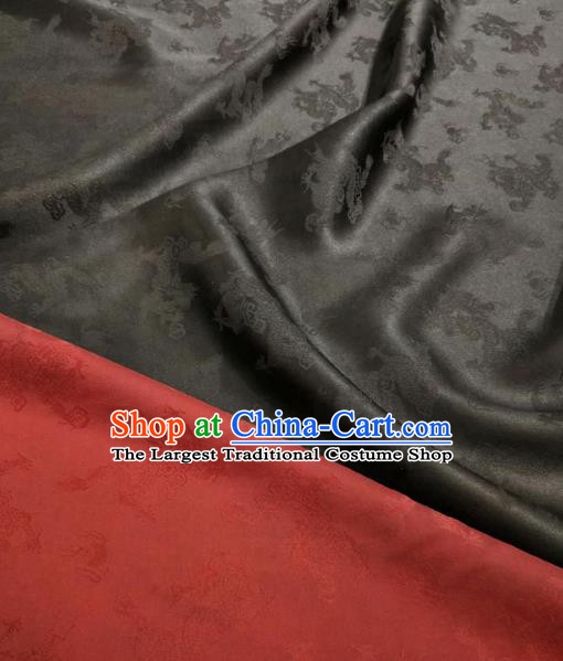 Asian Chinese Traditional Dragons Pattern Design Black Gambiered Guangdong Gauze Fabric Silk Material