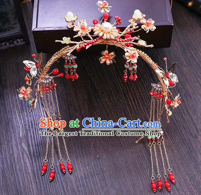 Traditional Chinese Wedding Golden Hair Clasp Hairpins Handmade Ancient Bride Hair Accessories for Women