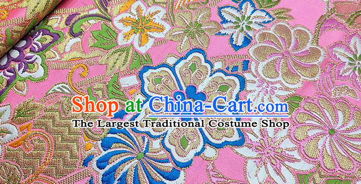 Japanese Traditional Pattern Atrovirens Kimono Pink Brocade Fabric Tapestry Satin Fabric Nishijin Material