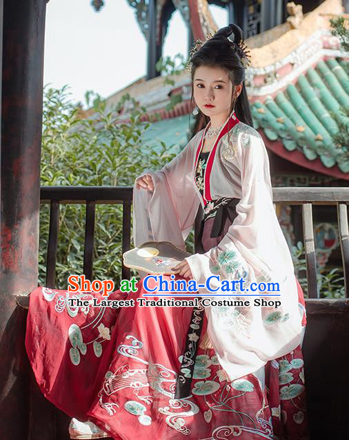 Traditional Chinese Tang Dynasty Princess Embroidered Hanfu Dress Ancient Goddess Costumes for Women