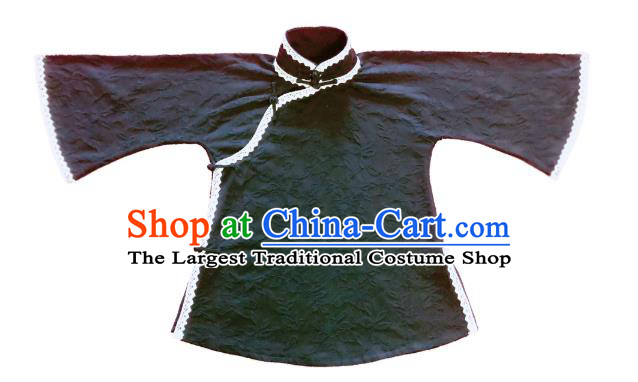 Chinese Traditional Black Shirt National Tang Suit Upper Outer Garment Blouse Costume for Women