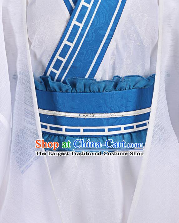 Chinese Traditional Cosplay Kawaler White Clothing Ancient Prince Swordsman Costumes for Men