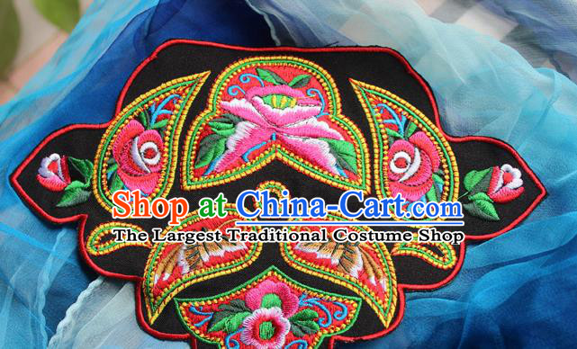 Chinese Traditional Embroidered Butterfly Black Patch Embroidery Craft Embroidering Accessories