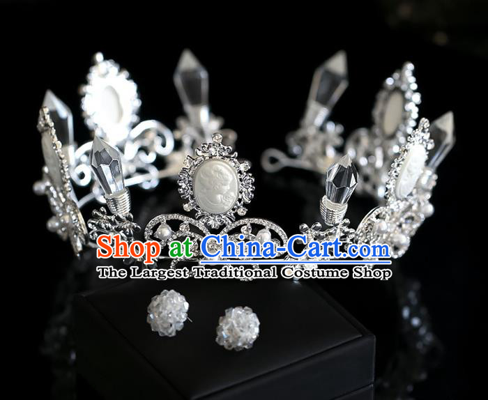 Top Grade Baroque Princess Crystal Point Royal Crown Wedding Queen Hair Accessories for Women