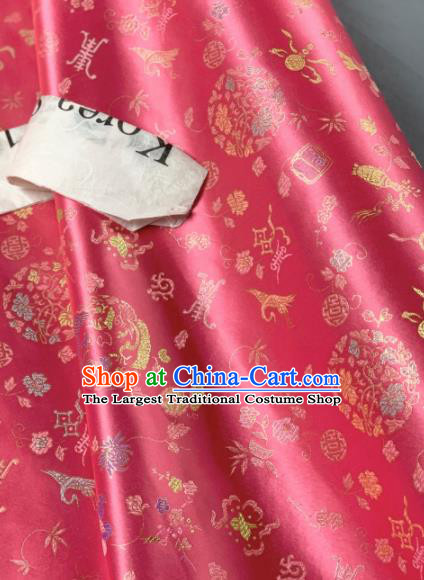 Asian Chinese Traditional Crane Pattern Design Rosy Brocade Fabric Silk Fabric Tapestry Satin