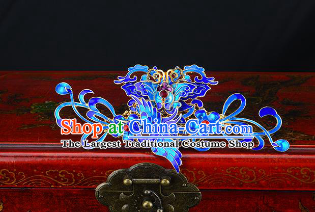 Traditional Chinese Cloisonne Crane Hair Crown Hairpins Headdress Ancient Wedding Hair Accessories for Women
