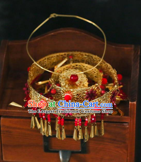 Chinese Ancient Wedding Golden Portable Lantern Accessories Traditional Bride Prop for Women