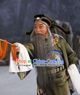 Chinese Peking Opera Elderly Male Costumes In Pursuit of The General Apparels Lao Sheng Chancellor Han Xin Garment and Hat