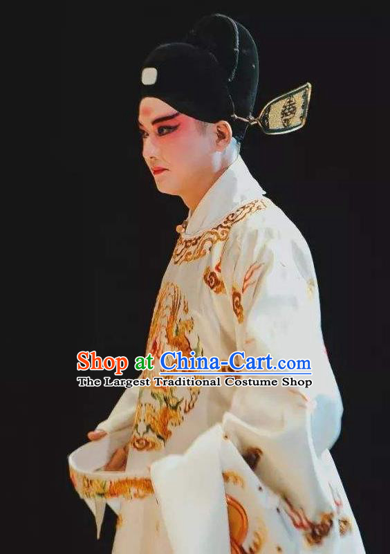 Bai Luo Shan Chinese Kun Opera Number One Scholar Xu Jizu Apparels Garment Costumes and Headwear Kunqu Opera Xiaosheng Clothing Embroidered Robe