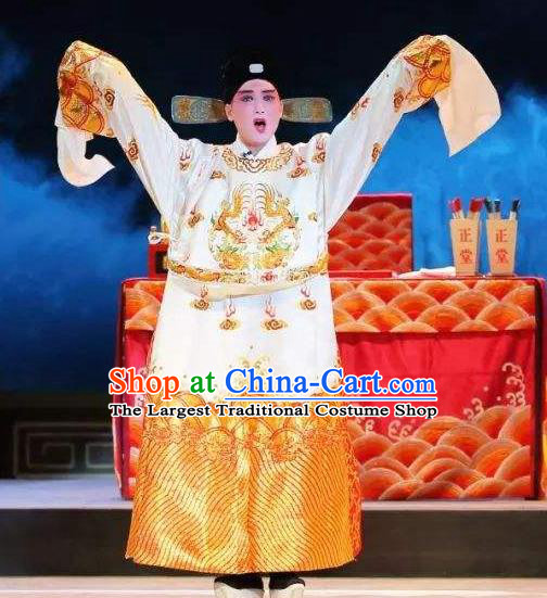 Bai Luo Shan Chinese Kun Opera Number One Scholar Xu Jizu Apparels Garment Costumes and Headwear Kunqu Opera Xiaosheng Clothing Embroidered Robe