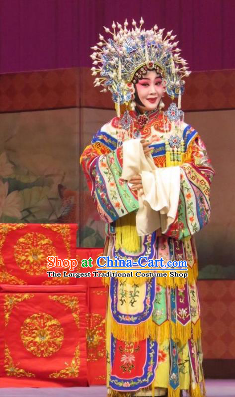 Chinese Ping Opera The Arrogant Princess Diva Apparels Costumes and Headdress Traditional Pingju Opera Garment Hua Tan Embroidered Dress